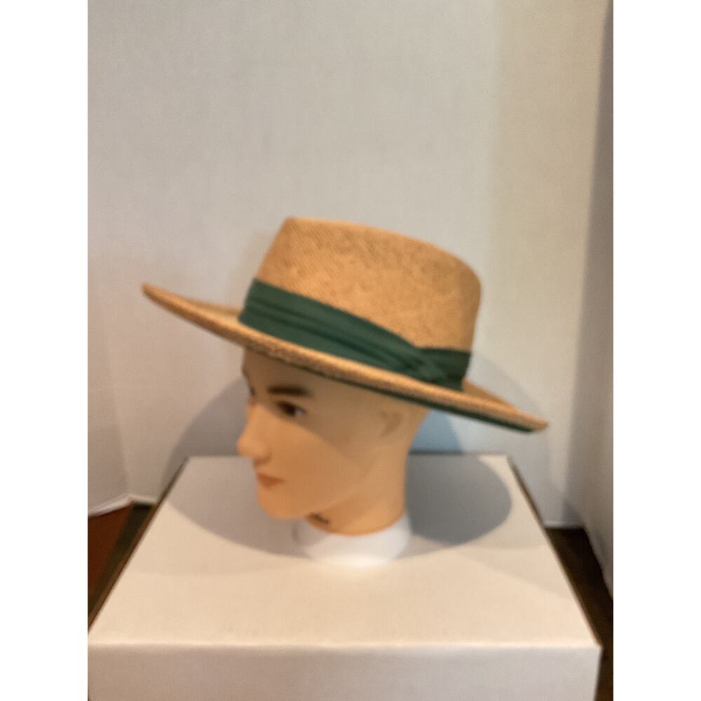 Summer Club- Straw Panama hat with green hat band - one size - Picture 11 of 12